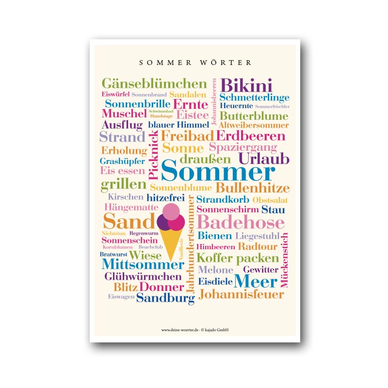 Postkarte Sommer Wörter (DIN A6)