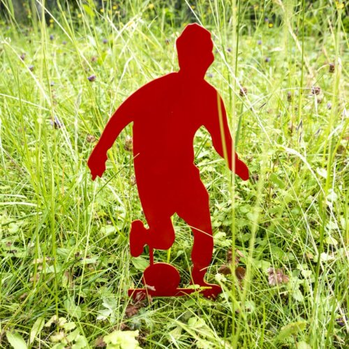 Rotes Fußball-Männchen für den Garten.