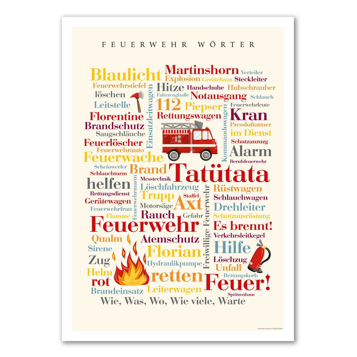 Poster Feuerwehr Wörter