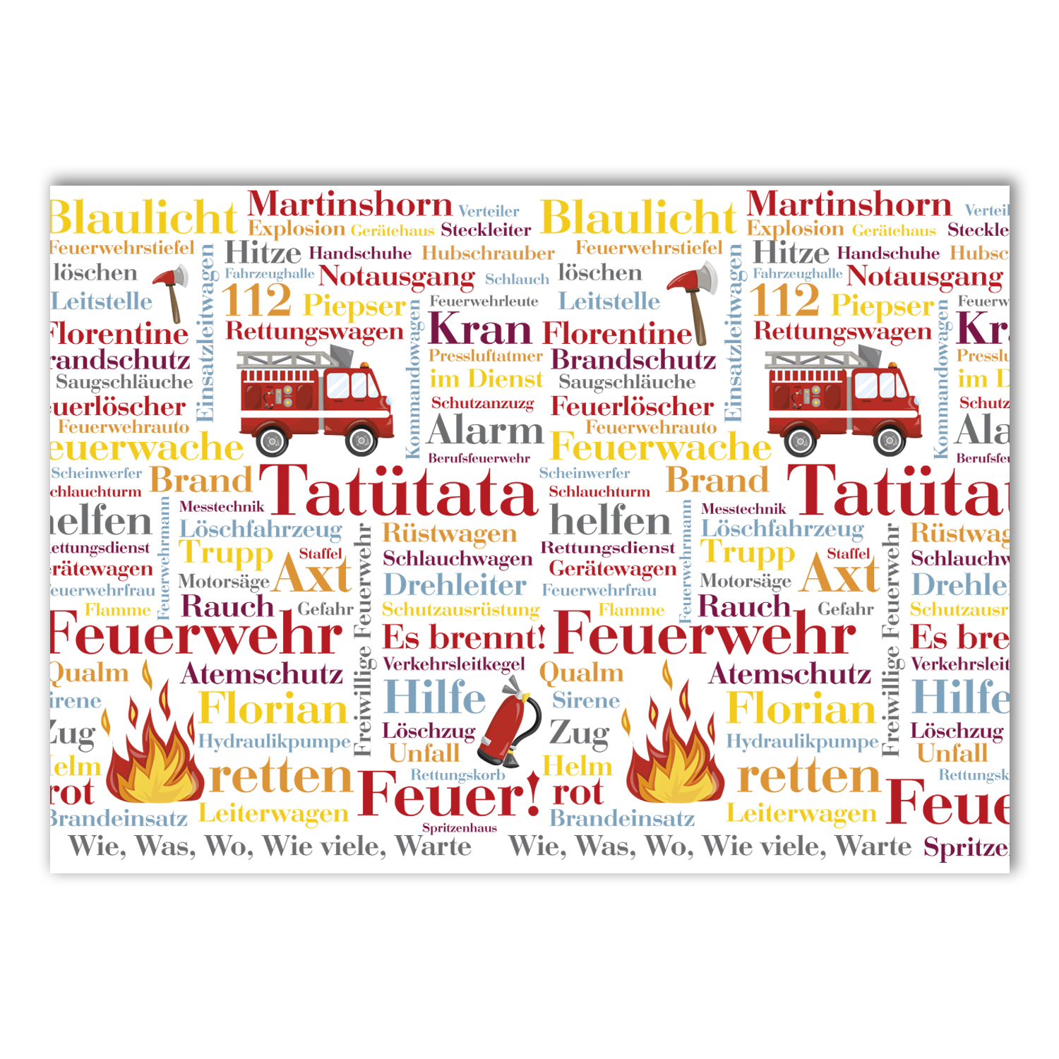 Geschenkpapier Feuerwehr Wörter (50x70cm)