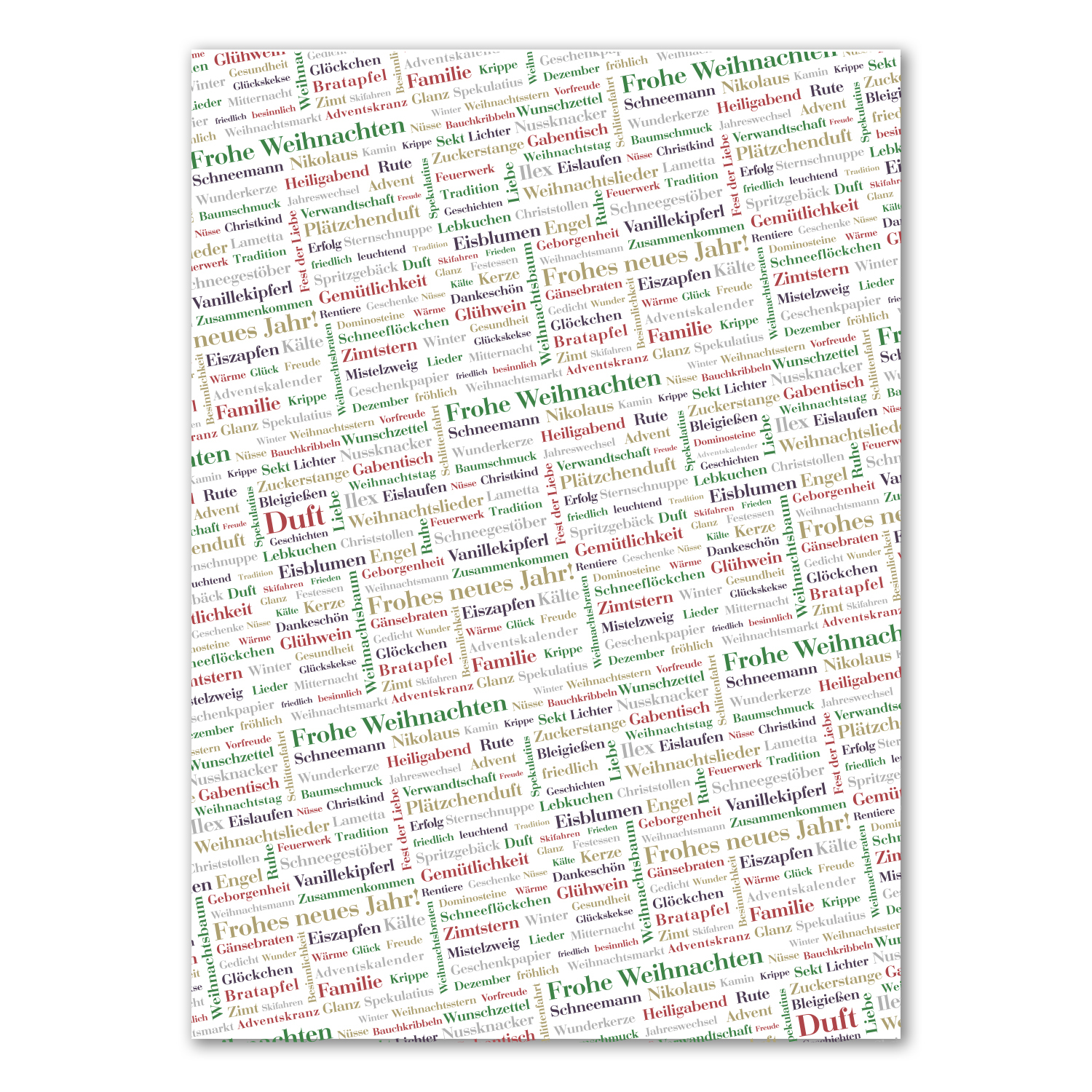 Geschenkpapier Weihnachtswörter (50x70cm)