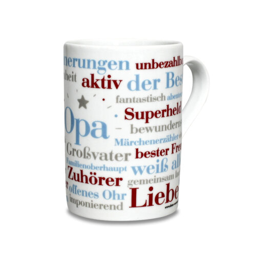 Kaffeebecher mit den schönsten Opa Wörtern.