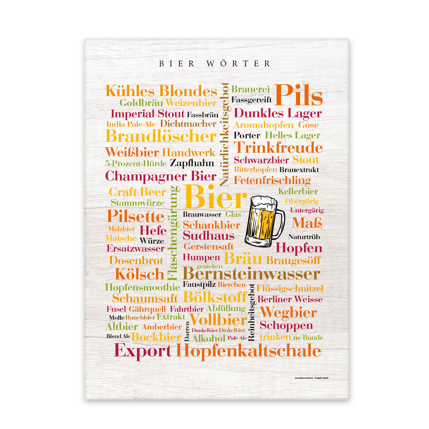 Leinwand Bier Wörter – Keilrahmen