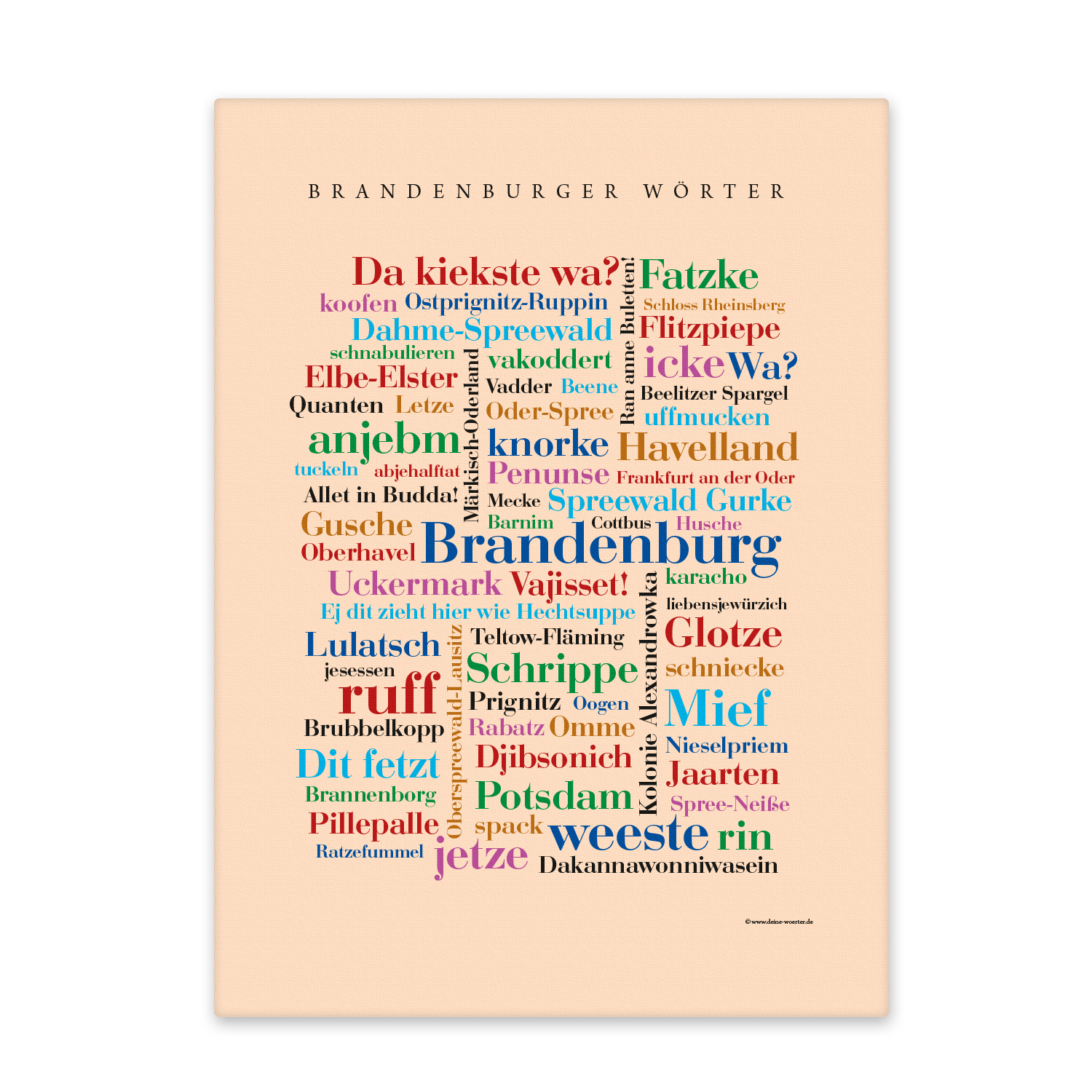 Leinwand Brandenburger Wörter – Keilrahmen