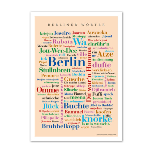 Das Poster mit den schönsten Wörtern aus der Stadt Berlin.