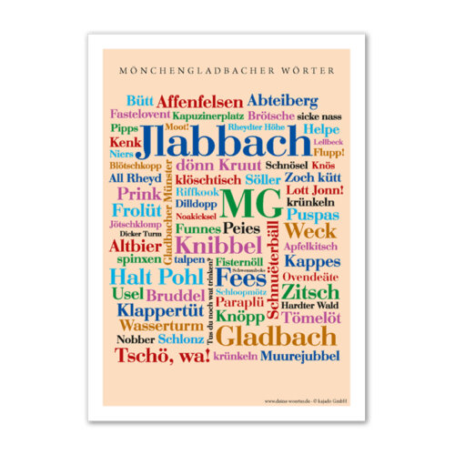 Das Poster mit den schönsten Wörtern aus Mönchengladbach.