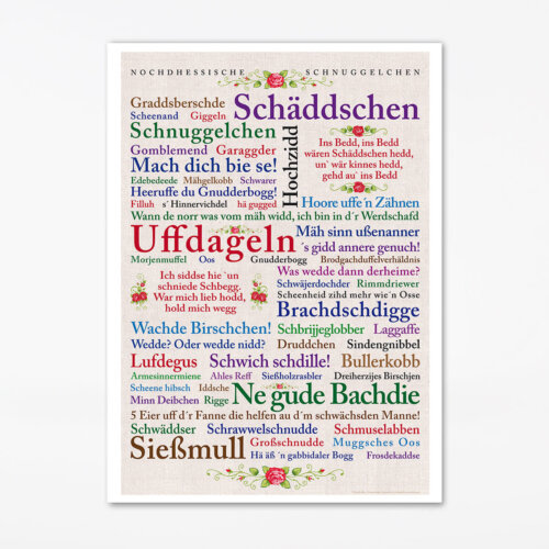 Poster Nordhessische Wörter aus dem Ehe- und Beziehungsleben.