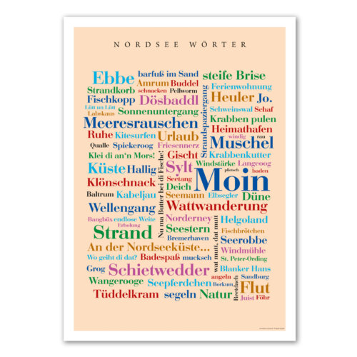 Das Poster mit den Wörtern der Nordsee.