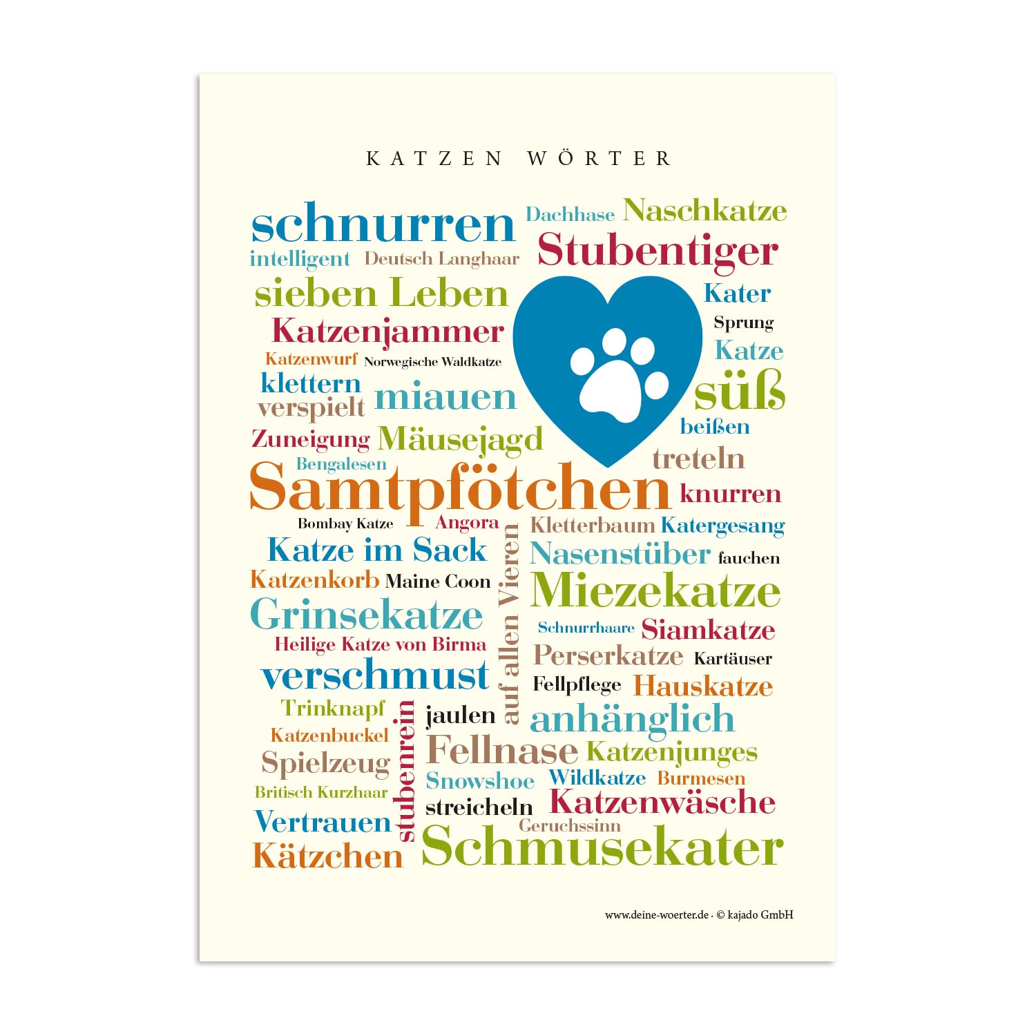 Postkarte Katzen Wörter (DIN A6)