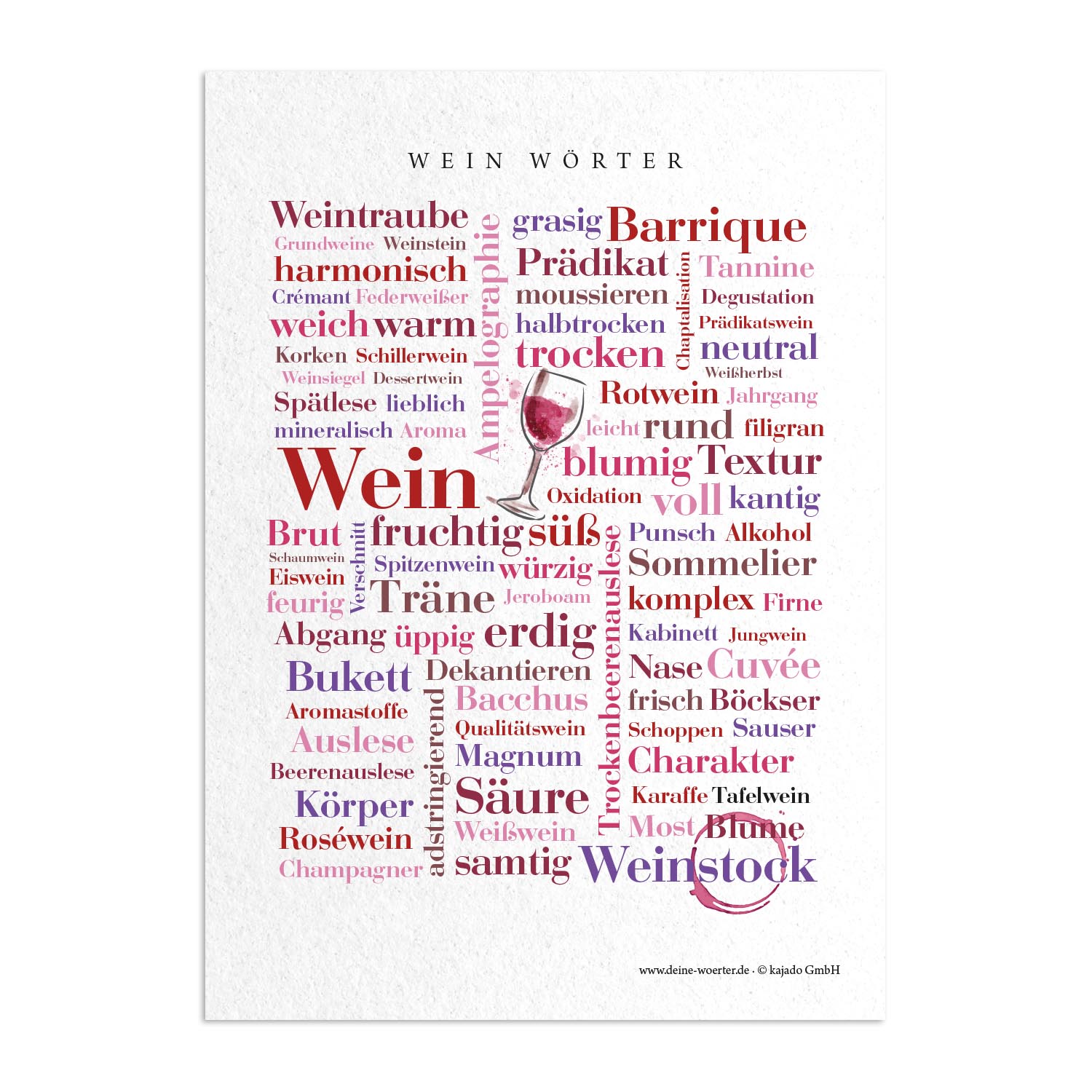 Postkarte Wein Wörter (DIN A6)