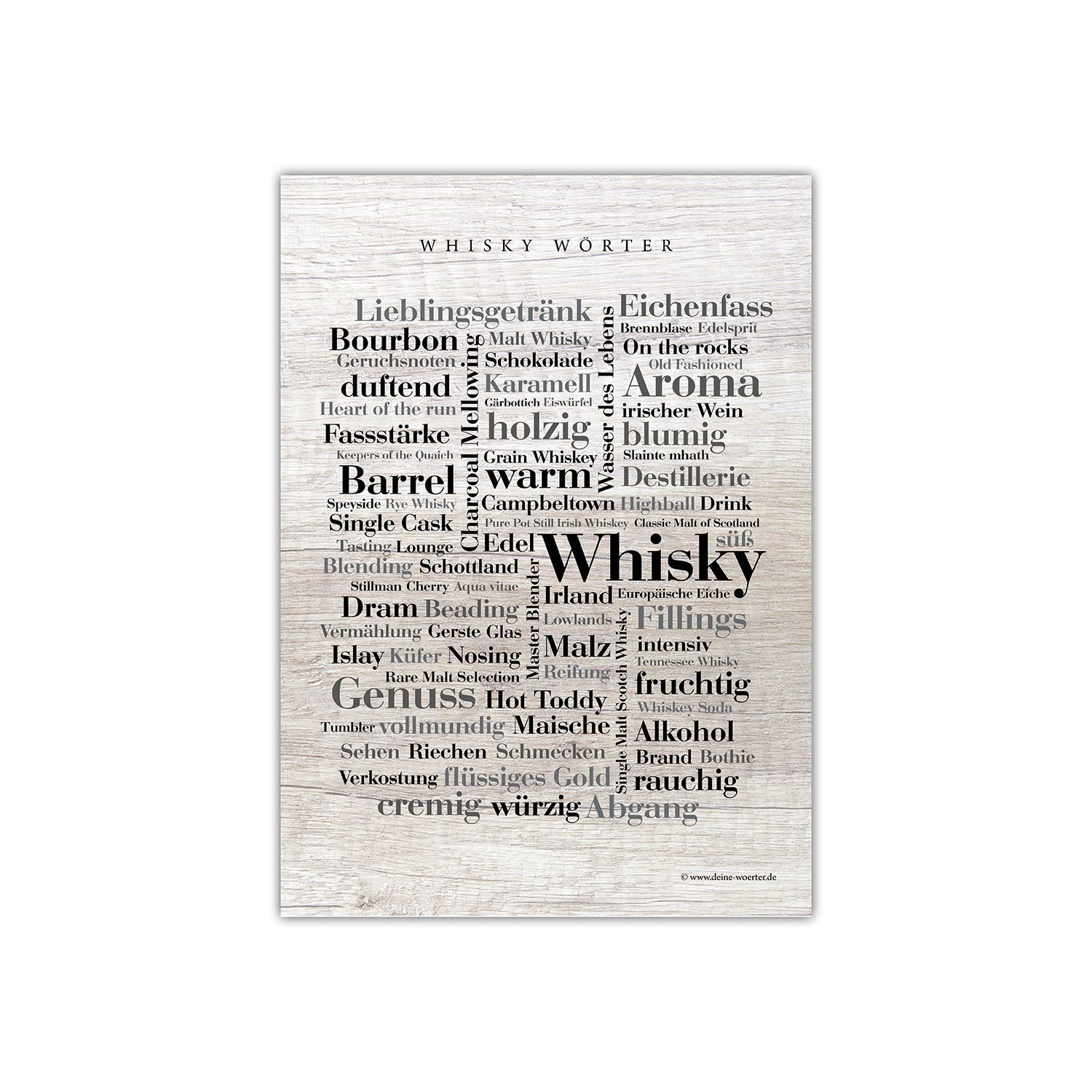 Postkarte Whisky Wörter (DIN A6)